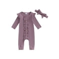 Baby Girl Rompers Buttons Frills Crew Neck Long Sleeve Jumpsuits Fall