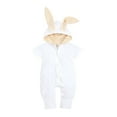thumbnail image 1 of Baby Girl Rompers Toddler Boys Girls Solid Hooded Rabbit Bunny Zipper Jumpsuit Playsuit Sunsuit Baby Bubble Romper White 12 Months-18 Months, 1 of 7