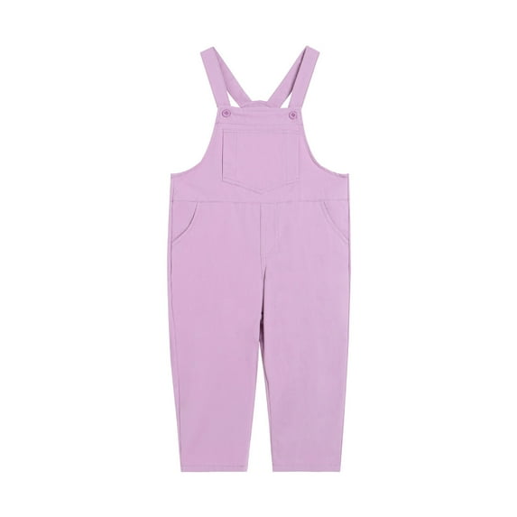 Baby Girl Rompers Kids Toddler Girls Solid Overalls Sleeveless Adjustable Jumpsuits Loose Fit Casual Romper with Pockets Baby Overalls Purple 2 Years-3 Years