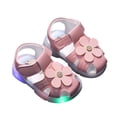 thumbnail image 1 of Baby Girl Sandals Fashion Closed Toe Cutout Flower Fisherman Sandal LED Light Summer Dress Flat Shoes Pink 3.5 Infant, 1 of 3