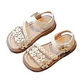 thumbnail image 1 of Baby Girl Sandals Kids Toddler Girls Adjustable Sandals with Flower Design Lightweight Non- Sole Kids Sandals Beige 3.5 Years-4 Years, 1 of 6