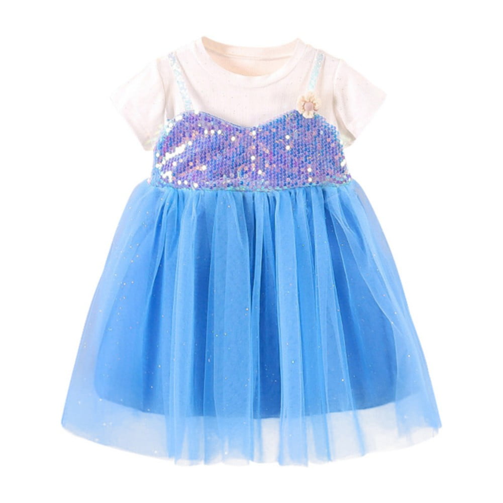 Sequins Tulle Knee-length Baby Girl Dress