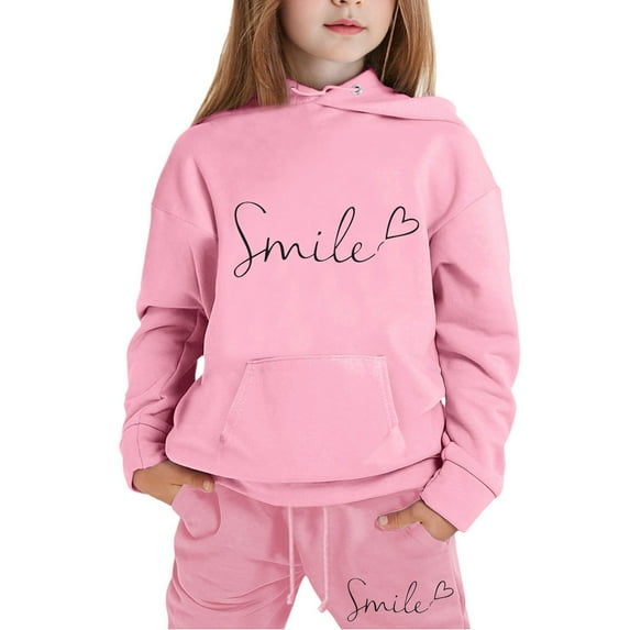 Baby Girl Sets Casual Long Sleeve Letter Print Hoodie Pullover Tops Sweatshirt Pants Children Fall Coat Kids 6-7 Years