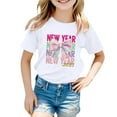 thumbnail image 1 of Baby Girl Shirts 2t Letter Print Girls' Short-Sleeve Shirts and Tops Everyday Crew Neck Summer Tops T-Shirts Toddler To Big Kid Sizes 3-4 Years（White）, 1 of 4
