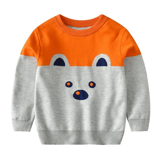 Baby Girl Shirts Winter Toddler Youth Teen Boys Girls Knit Print Sweater Knitwear Toddler Girls Sweatshirt Gray 120