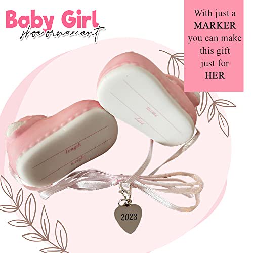 Baby Girl Shoe Personalized Ornament Pink Dated 2023 Babys First