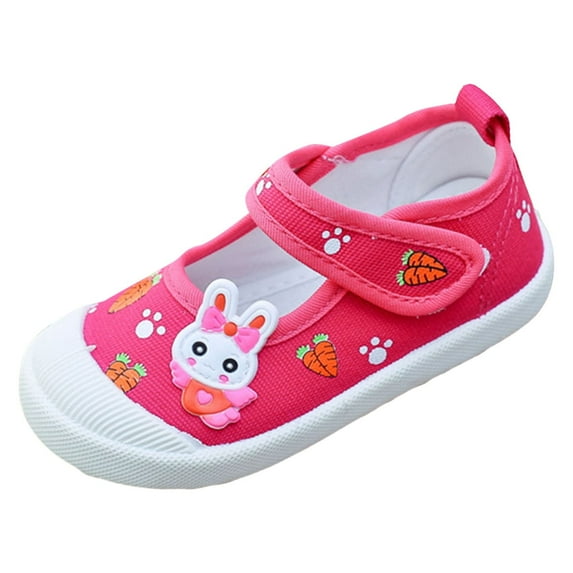 Baby Girl Shoes Comfortable Soft Soled Flat Casual Shoes Cartoon Canvas Shoes Toddler Girl Sneakers,Size 6 Years-7 Years
