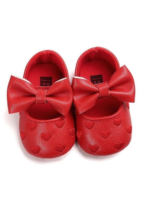 Baby Girl Shoes Heart Pattern Embossed Princess