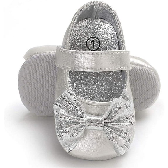 Baby Girl Shoes Mary Jane Flats with Bowknot Non-Slip Toddler First Walkers Infant Dress Shoes