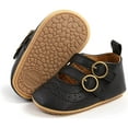 thumbnail image 1 of Baby Girl Shoes Non Slip Soft Sole PU Leather Infant Toddler Mary Jane Flats First Walker Crib Dress Oxford Shoes 3-18 Months, 1 of 6