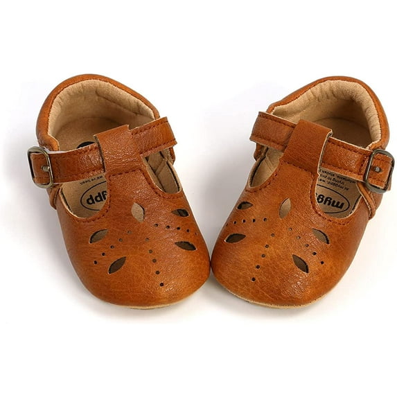 Baby Girl Shoes Non Slip Soft Sole PU Leather Infant Toddler Mary Jane Flats First Walker Crib Dress Oxford Shoes 3-18 Months