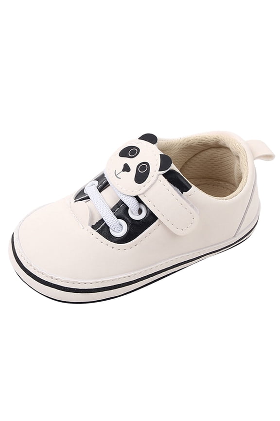 Baby Girl Shoes Soft Sole Cartoon Panda Lace Up Casual Shoes Princess Shoes Boys' Sneakers,Size 12 Months-18 Months