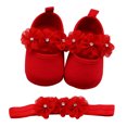 thumbnail image 1 of Baby Girl Shoes Soft Sole Floral Newborn Infant Mary Jane Flats Baptism Dresses Shoes Soled Sandals Shoes Princess Shoes-Red-10.5Cm, 1 of 6
