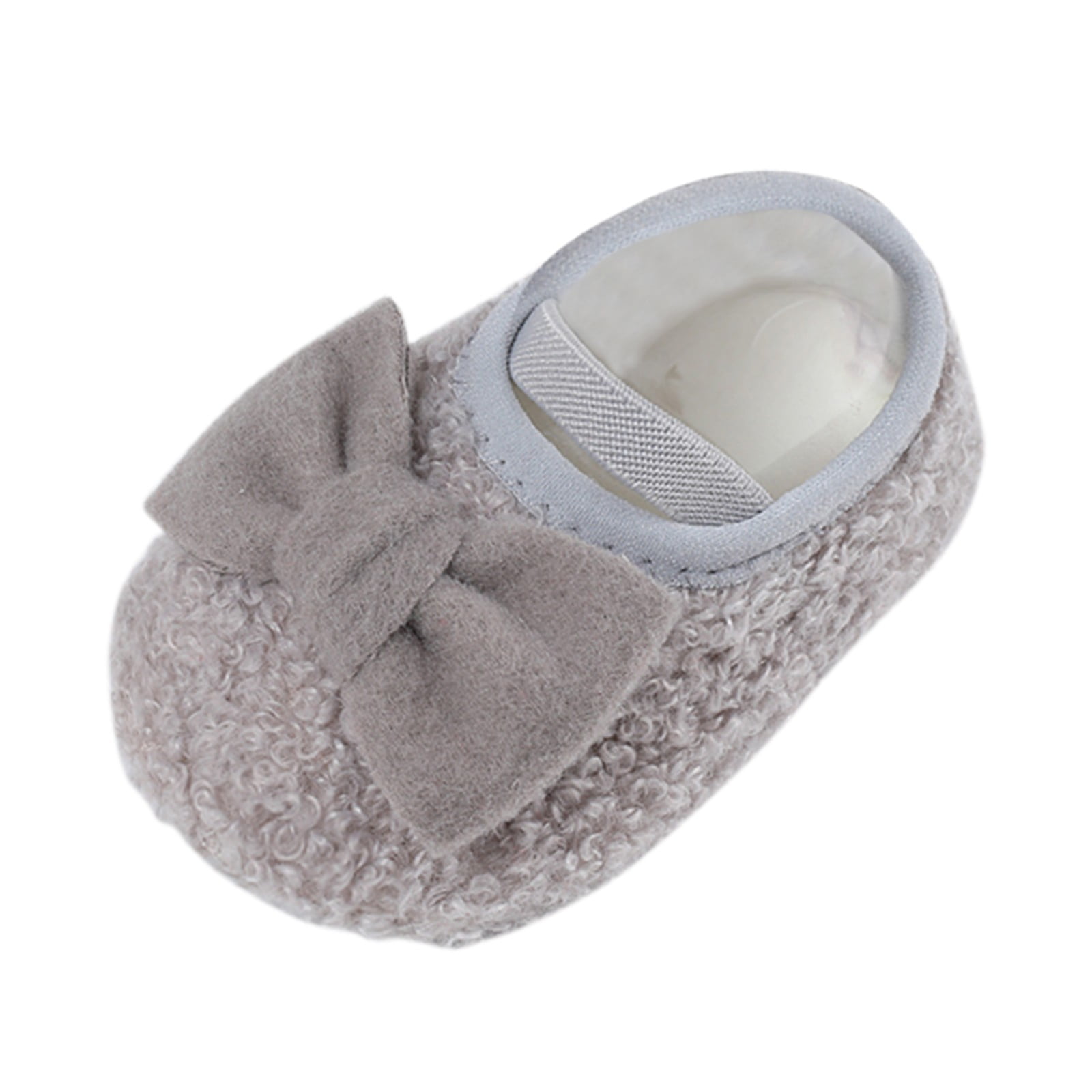 Baby Girl Shoes Warm Soft Comfortable Bowknot Warming Toddler Sneakers Gray 6 Months 12 Months