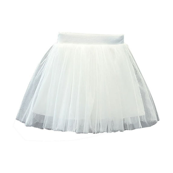Baby Girl Short Skirt Girls' Summer New Mesh Skirt, Toddle Kids Puffy Skirt, Elastic Waisted Solid Princess Tulles Skirt Long Tulles Skirts for Girls White 4Y
