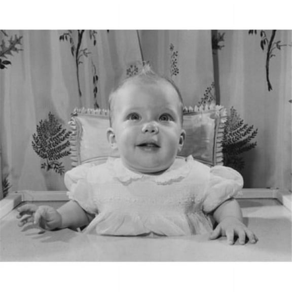 Baby Girl Sitting in a High Chair Poster Print - 18 x 24 in.