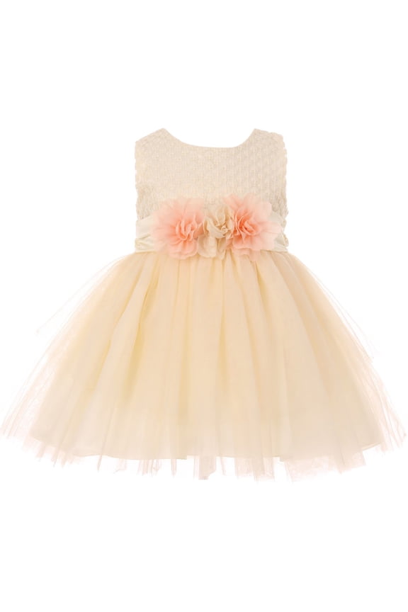 Baby Girl Sleeveless Lace Tulle Infant Toddler Baby Flower Girl Dress Ivory 2T CC 9042B BNY Corner