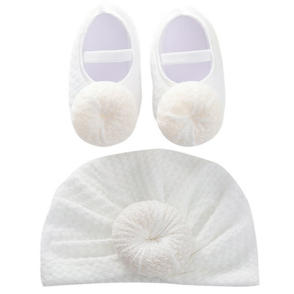 Baby Girl Sneakers First Walker Soft Sole Newborn Anti-Slip Casual Walking Shoes + Cap