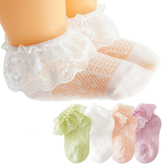 Baby Girl Mint Green Frill Socks with Flower & Ribbon