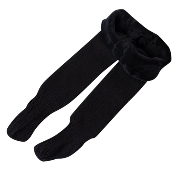 Baby Girl Socks Kids Lined Cable Knit Tights Cotton Footed Leggings Pantyhose Stocking Pants Black 2 Years-4 Years