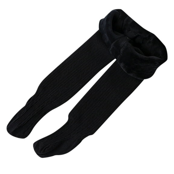 Baby Girl Socks Kids Lined Cable Knit Tights Cotton Footed Leggings Pantyhose Stocking Pants Black 6 Months-12 Months