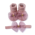 thumbnail image 1 of Baby Girl Socks Non-skid Toddler Socks Newborn Infants Anti Slip Skid Princess Mary Jane Dress Socks with Headband 0-12M, 1 of 7