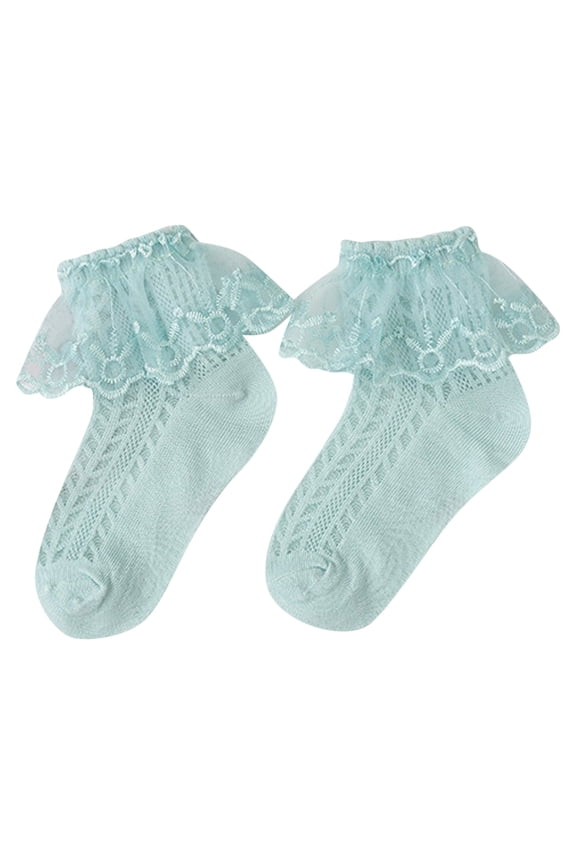 Baby Girl Socks Summer Autumn Thin Breathable Solid Color Lace Fashion Floor Socks Green 1 Years-3 Years