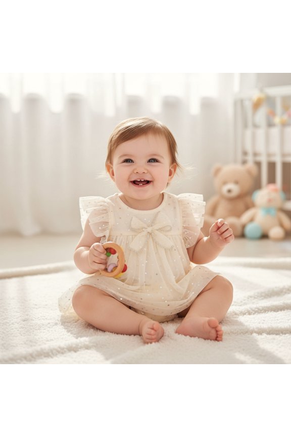 Baby Girl Ivory Romper Dress