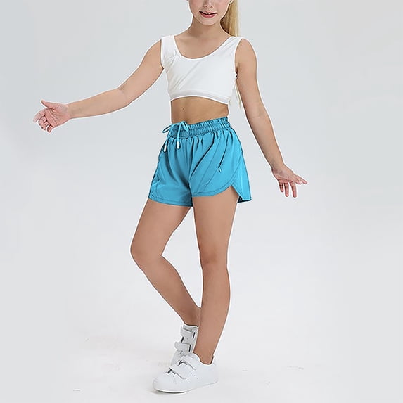Baby Girl Sport Stretch Short Solid Color Side Pocket Sweatpant Drawstring High Elastic Pant Loose Comfy Trouser