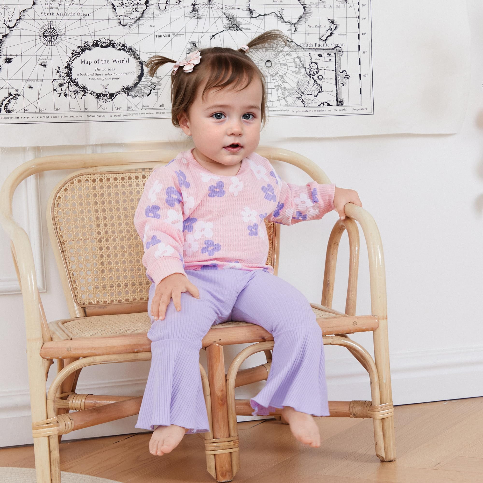 Baby Girl Spring Fall Clothes Floral Knit Crewneck Sweatshirts Flare ...