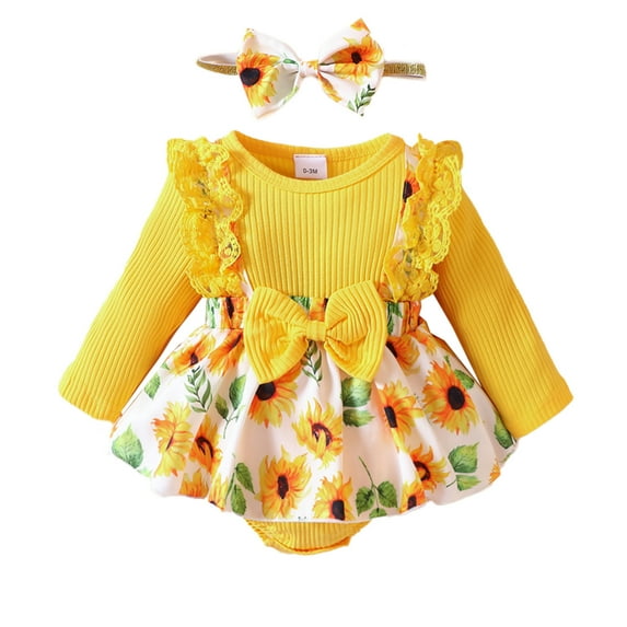 Baby Girl Spring Fall Clothes Outfits 3M 6M 9M 12M Long Sleeve Lace Floral Romper Dress Newborn Outfit