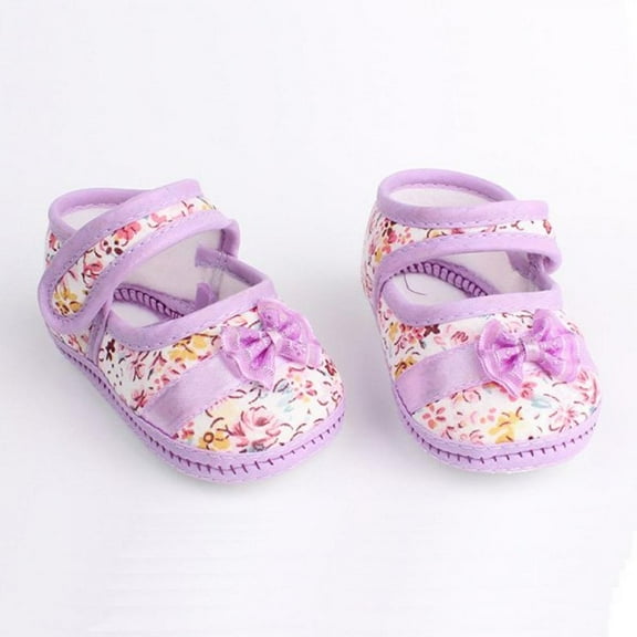 Baby Girl Spring and Fall Bowknot Floral Single Shoes Newborn Non-slip Square Shoes