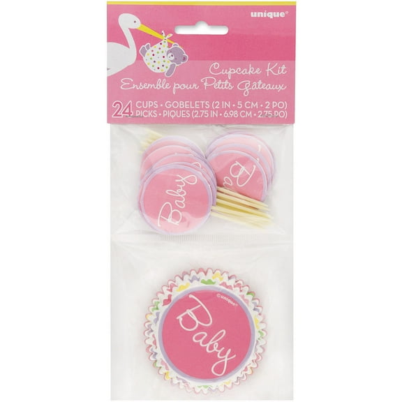 Baby Girl Stork Cupcake Kit, 48pc