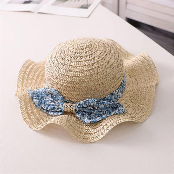 Baby Girl Straw Hat Baby Sun Hat Bow Spring Summer Beach Hat Casual Baby Hats Caps Beige One Size
