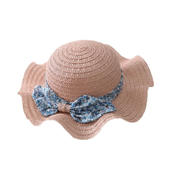 Baby Girl Straw Hat Baby Sun Hat Bow Spring Summer Beach Hat Casual Baby Hats Caps Pink One Size