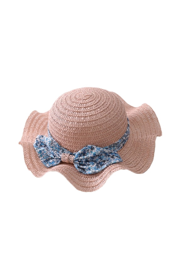 Baby Girl Straw Hat Baby Sun Hat Bow Spring Summer Beach Hat Casual Baby Hats Caps Pink One Size