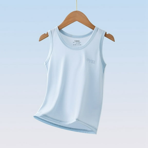 Baby Girl Summer Clothes Children's Summer Solid Lightweight Plain Round Neck Sleeveless Tank Top Breathable Soft Vest Summer Tops Blue 15 Years-16 Years