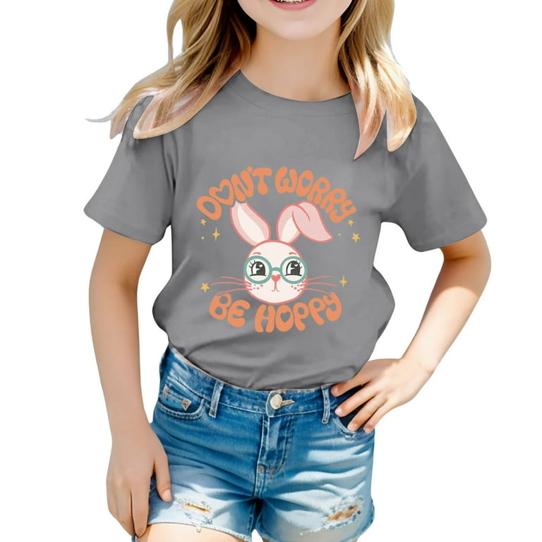 Baby Girl Summer Clothes Kid Girls Easter Cute Graphic Round Neck