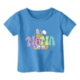 thumbnail image 1 of Baby Girl Summer Clothes Kid Girls Easter Cute Graphic Round Neck Short Sleeve Tee Summer Casual T Shirt Toddler T Shirts Blue 4 Years-5 Years, 1 of 4