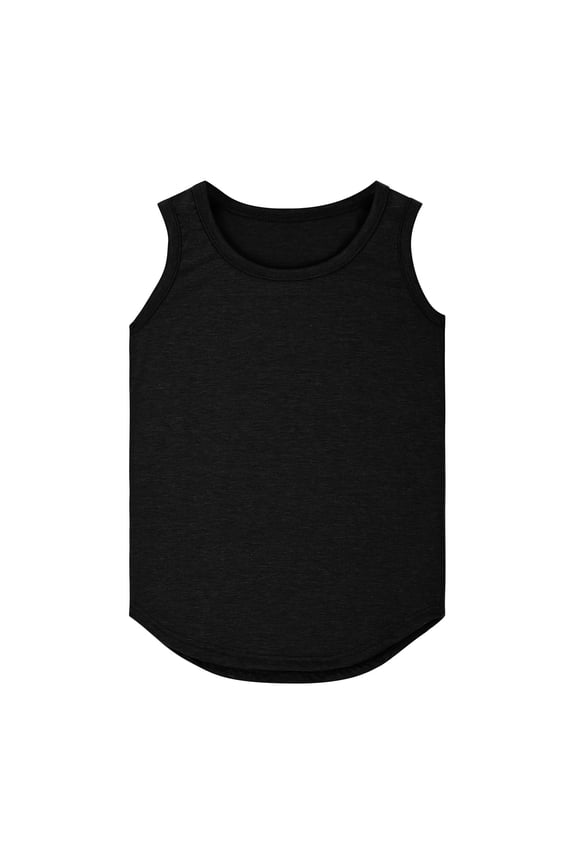 Baby Girl Summer Clothes Kids Todd Girls Summer Solid Sleeveless Crewneck Tank Tops Breathable Soft T Shirt Toddler T Shirts Black 3 Years-4 Years