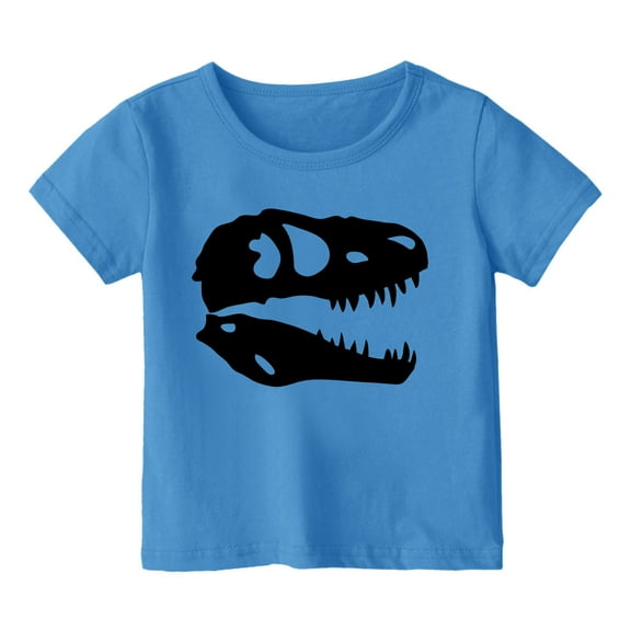 Baby Girl Summer Clothes Kids Toddler Girls Summer Cartoon Dinosaur Print Breathable Soft Short Sleeved Casual T Shirt Summer Tops Blue 8 Years-9 Years