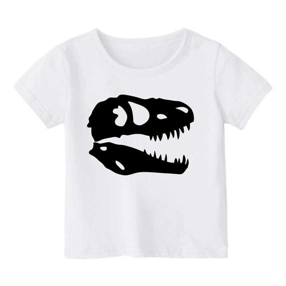 Baby Girl Summer Clothes Kids Toddler Girls Summer Cartoon Dinosaur Print Breathable Soft Short Sleeved Casual T Shirt Summer Tops White 8 Years-9 Years