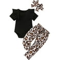 thumbnail image 1 of Baby Girl Summer Clothes Newborn Short Sleeve Outfits Infant Leopard Clothing Set 0-24 Months, 1 of 7