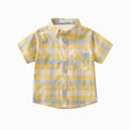 thumbnail image 1 of Baby Girl Summer Clothes Plaid Print Girls T Shirts Short Sleeve Top for Casual Occasion Breathable Gold 9-10 Years, 1 of 4