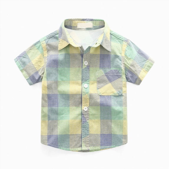 Baby Girl Summer Clothes Plaid Print Girls T Shirts Short Sleeve Top for Casual Occasion Breathable Green 8-9 Years
