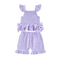 thumbnail image 1 of Baby Girl Summer Clothes Sweat Heart Print Ruffle Tops Dress Shorts 2pcs Princess Fashion Outfit Sets Girls Summer Set 1-4 Years,3-4 Years, 1 of 4