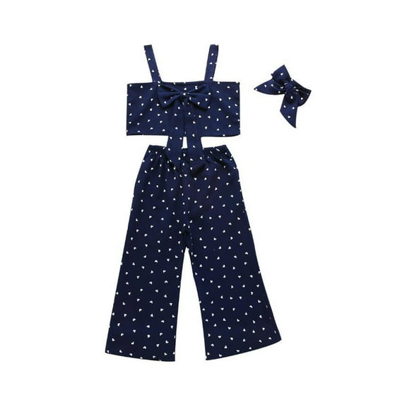 Baby Outfits Toddler Kids Baby Girls Print Bow Suspender Vest Pants Outfits Set Newborn Summer Outfits Sets