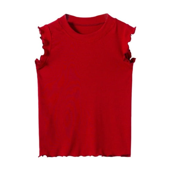 Baby Girl Summer Clothes Toddler Kids Girls Summer Solid Sleeveless Tank Top Breathable Soft Casual T Shirt Summer Tops Red 6 Years-7 Years