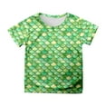 thumbnail image 1 of Baby Girl Summer Clothes Toddler Kids Girls'summer Multicolor Fish Scale Print Casual T Shirt Short Sleeve Top Toddler T Shirts Green 3 Years-4 Years, 1 of 4
