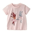 thumbnail image 1 of Baby Girl Summer Clothes Toddler Kids Girls'summer Short Sleeve Casual T Shirt with Ballet Bunny Embroidery Toddler T Shirts Light Pink 18 Months-24 Months, 1 of 7